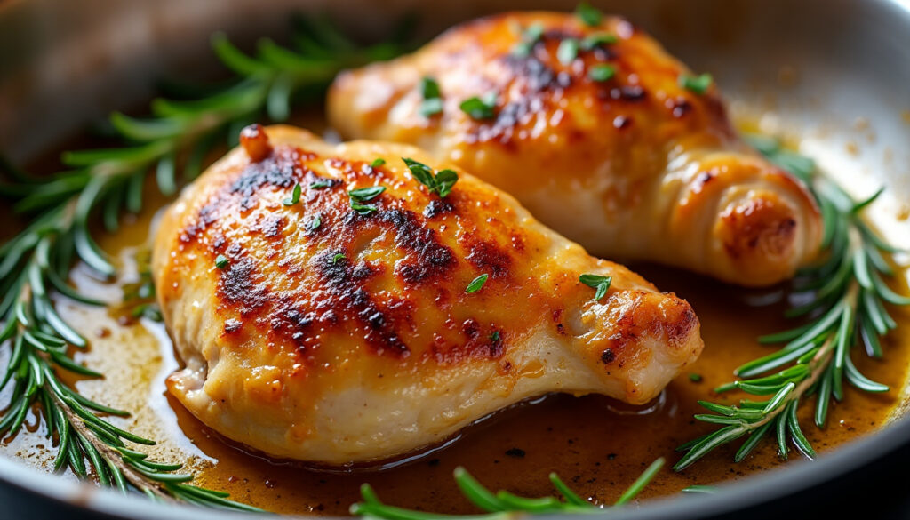 découvrez nos astuces pour réussir des cuisses de poulet à la poêle avec une peau parfaitement croustillante et une viande délicieusement juteuse à chaque cuisson.