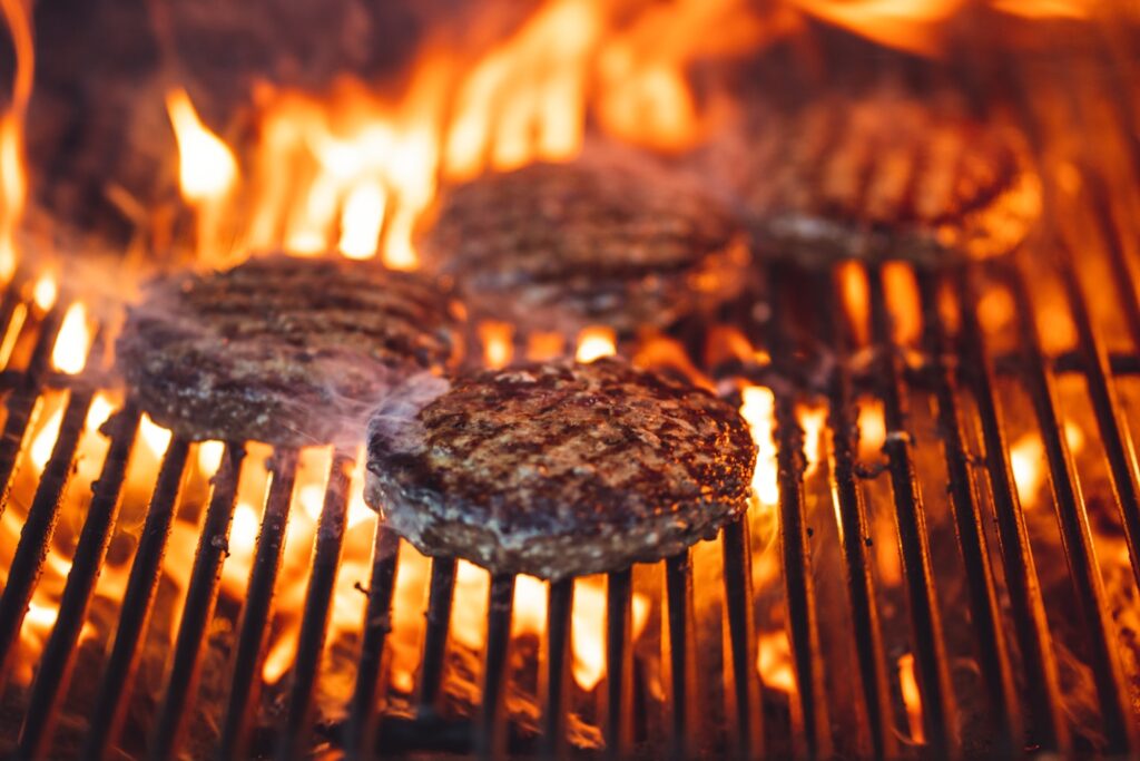 burger patty being cooked